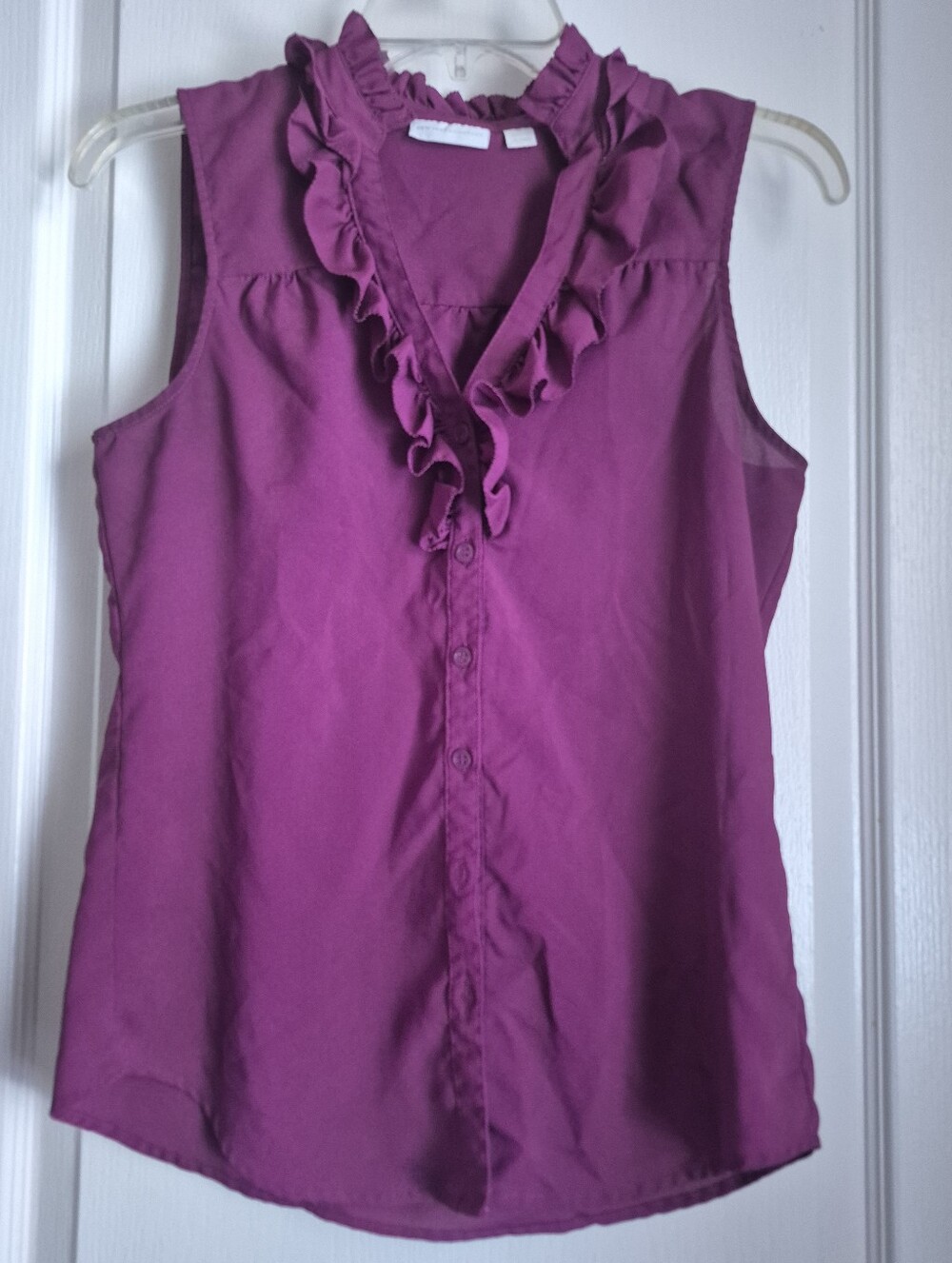 Sleeveless Ruffle V-Neck Blouse